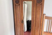 Edwardian Mahogany Wardrobe with Mirror &amp; Linen Drawer