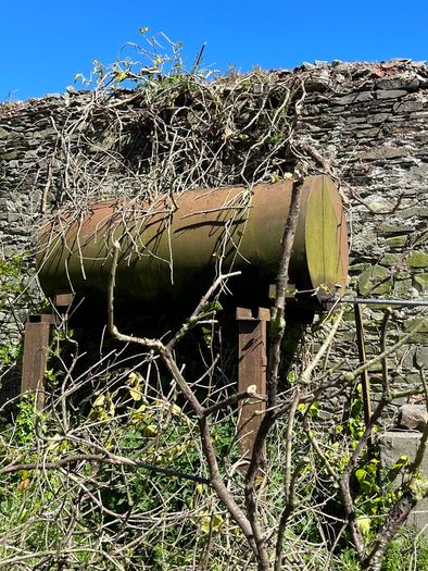 Scrap metal oil tank