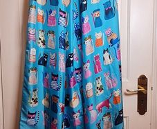 Large Silk viscose Scarf Cats Parade