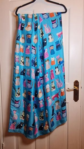 Large Silk viscose Scarf Cats Parade