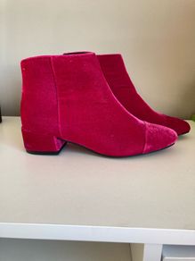 Marks and Spencers Insolia collection fuchsia pink velvet zip boots.