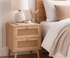 BRAND NEW + SEALED Birlea "Croxley" Rattan Bedside Drawers/Side Table
