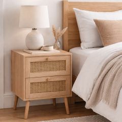BRAND NEW + SEALED Birlea "Croxley" Rattan Bedside Drawers/Side Table