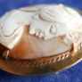 Antique Gold Plated Larger Carved Shell Cameo Brooch Image 5