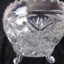 Vintage Sawtooth Rim and 4 Footed Glass Oval  Bowl Image 7