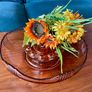 Vintage Art Deco Pink Depression Glass Float Flower Bowl Centrepiece with Frog Image 2
