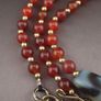 Antique Zigzag Tibetan Agate Pendant With Carnelian Beads Necklace Image 9