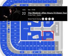 The Weeknd, Croke Park, Sat 22nd August, Gold East (very FRONT), 2 tickets