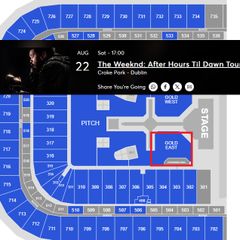 The Weeknd, Croke Park, Sat 22nd August, Gold East (very FRONT), 2 tickets