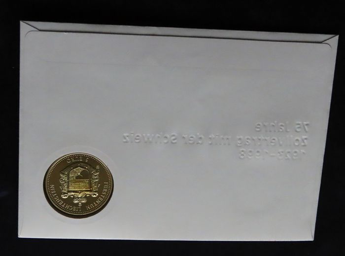 Liechtenstein 5 Euro pattern 1998 in coin stamp cover | customs union with Switzerland
