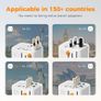Universal Travel Adapter, Travel Plug Adapter Worldwide with 1 Universal AC Outlet 4 USB Ports (2 USB C), International Plug Adaptor for UK to Europe USA Australia (Type C G A I) Grey White Image 2