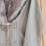 Grey Leather Jacket- Removable Fur- Size 6 Image 6