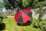 Black &amp; Red Garden Pub Party Parade Umbrellas. Brand New In Box 2 Metre