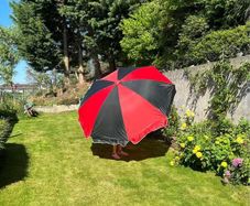 Black & Red Garden Pub Party Parade Umbrellas. Brand New In Box 2 Metre