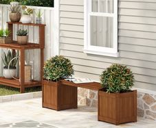 NEW SALE | Hardwood Planter Box in Teak Oil, Wood, Natural, 182.12 (W) x 44.7 (H) x 28.96 (D) cm