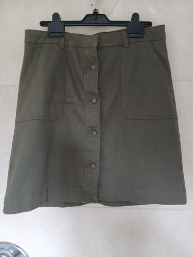 khaki green cotton short skirt