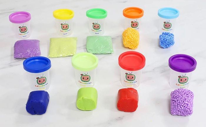 Sensory Play Set - Inflatable Play Tray, Squeezy Sand, Foam & Dough - Creative Toys