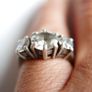 Vintage 925 Sterling Silver Three Stone Ring - size N - 5,2g Image 6