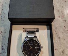 Bulova watch Mens watch Black dial Dress watch stainless steel 40mm