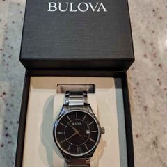 Bulova watch Mens watch Black dial Dress watch stainless steel 40mm