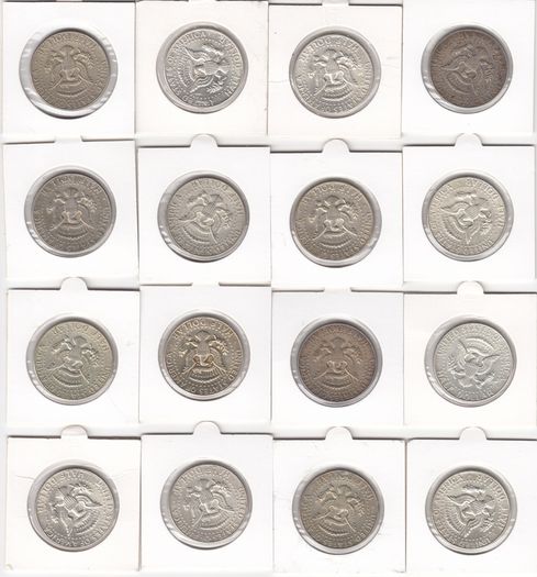 USA, 16 x Kennedy Half Dollar, 40% silver coins (no. 441)
