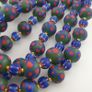 Antique Venetian Style Green Thosuand Eyes Glass & Blue Chevron Glass Beads Necklace Image 7