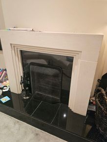 fire place. Limestone