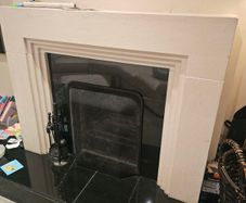 fire place. Limestone