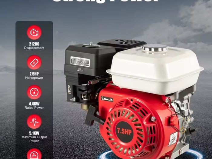 4 Stroke Engines Petrol Gasoline Engine 1 Cylinder Air Cooling 7.5HP Kart Engine Rotavator Pressure Washer Engine 5100W