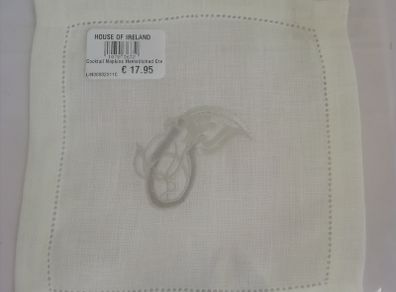 House Of Ireland Linen "Fionn" Cocktail Napkin NWT RRP E17.95 1X15X15 cm