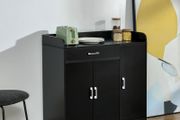 Sideboard Buffet, Storage Cabinet with Drawer, 3 Doors and Adjustable Shelf, Black