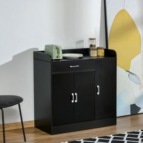 Sideboard Buffet, Storage Cabinet with Drawer, 3 Doors and Adjustable Shelf, Black