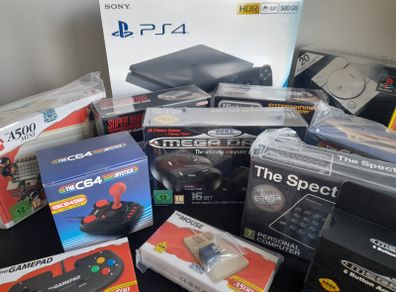 Collection of Retro Mini Games Consoles & Controllers & a PS4 (All Brand New Unopened)