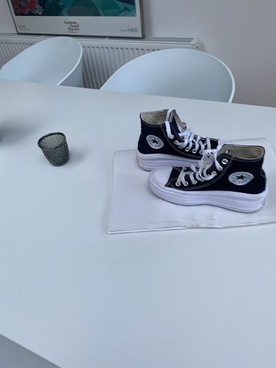 Black converse high top platform trainers