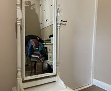 White Cheval Mirror with Drawer