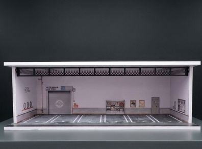 Garage for 1:64 scale toy cars, for Hot Wheels and similar models, with lights.