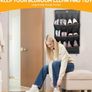 12 Pockets Hanging Shoe Rack, 600D Oxford Heavy Duty Sturdy with 3 Hooks, Large Storage Deep Pocket, Space Saving Overdoor Organiser for Shoes, Toys, Hats and More Gray Image 3