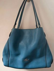 Blue Lapis Coach Edie Hobo Shoulder Bag