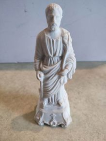 Rare 1900's Matthias The Apostle Parian Bisque Porcelain Chalkware Statue France