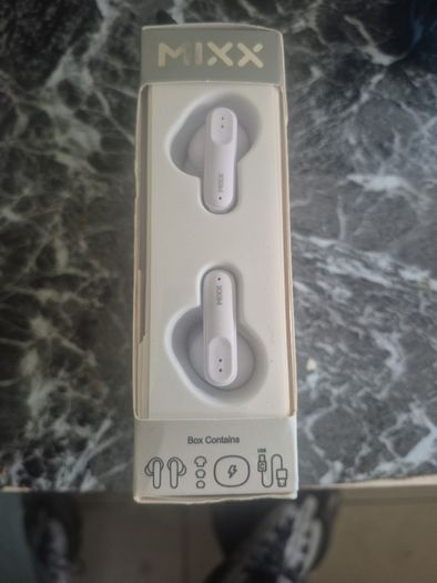 Mixx earbuds, 2 boxs  available in black & white