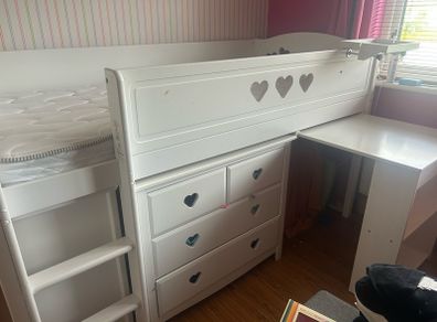 kids bunk bed with chest of drawers bookcase and pull out desk