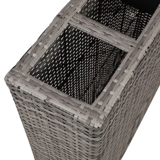 Garden Raised Bed with 4 Pots 2 pcs Poly Rattan Grey