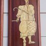 3 vintage handcrafted wooden wall plaques with inlaid wood design middle east or Asian style Image 3