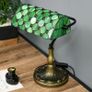 Stained Glass Table Lamp, Vintage Lamp with Green Handmade Shade, Metal Base, Antique Bedside Lamp for Bedroom Living Room Home Decoration Image 2