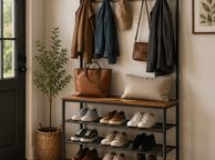 main image for ad Industrial Coat Rack with Shoe Storage Bench