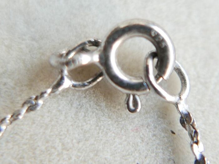 Vintage Sterling Silver 925 Cubic Zirconia Pendant Necklace - length 18" - 2,3g