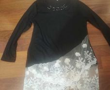 Unique Tunic Dress with White Lace Trim size 18