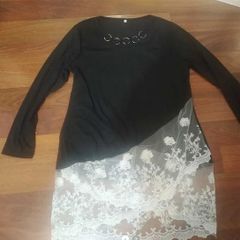 Unique Tunic Dress with White Lace Trim size 18
