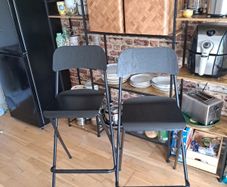 4x Folding Bar Stools Black Industrial Kitchen Dining High Stools