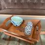 Vintage Mid Century Decorative Wooden Tray Bread Basket Serviette Holder Image 8